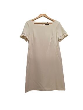 TOMMY Hilfiger dress ecru off white woven short sleeve summer flattering size 10